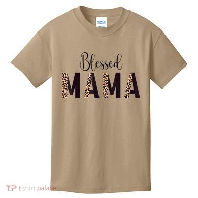 Blessed Mama Leopard Print Mom Thanksgiving Mothers Day Kids T-Shirt