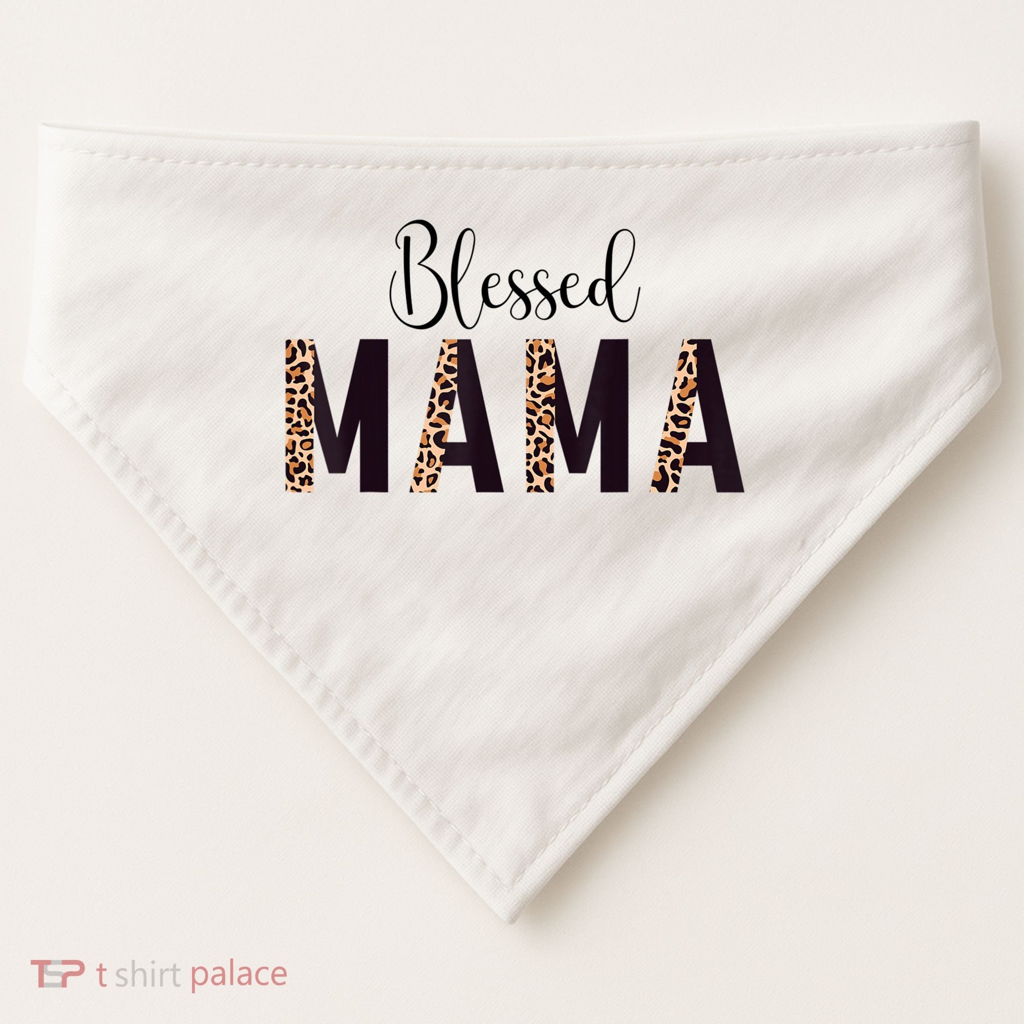 Blessed Mama Leopard Print Mom Thanksgiving Mothers Day USA-Made Doggie Bandana