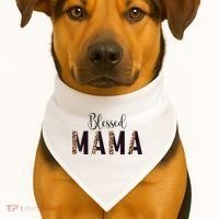 Blessed Mama Leopard Print Mom Thanksgiving Mothers Day USA-Made Doggie Bandana thumb 1
