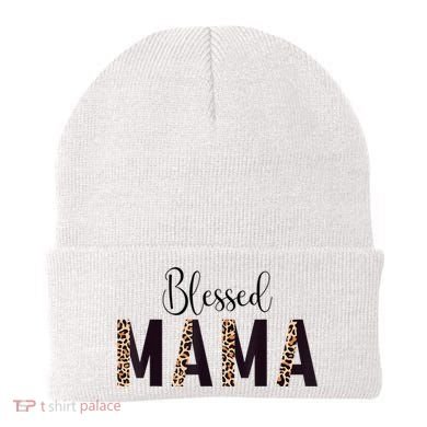 Blessed Mama Leopard Print Mom Thanksgiving Mothers Day Beanie
