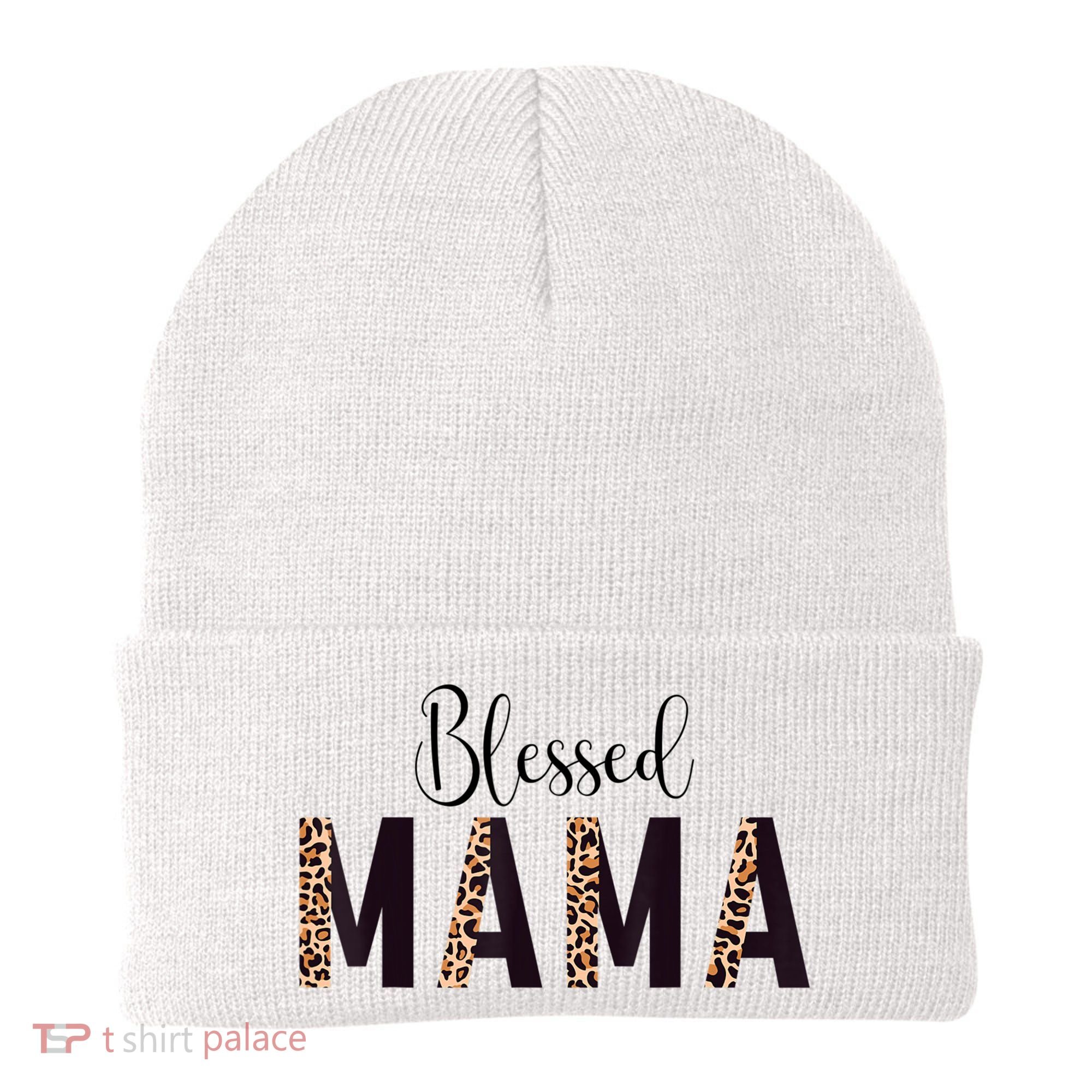 Blessed Mama Leopard Print Mom Thanksgiving Mothers Day Beanie