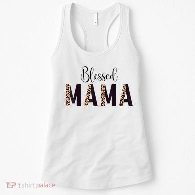 Blessed Mama Leopard Print Mom Thanksgiving Mothers Day Women's Tank Top