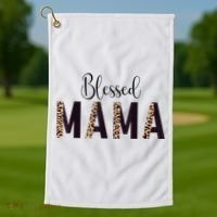 Blessed Mama Leopard Print Mom Thanksgiving Mothers Day Golf Towel thumb 1