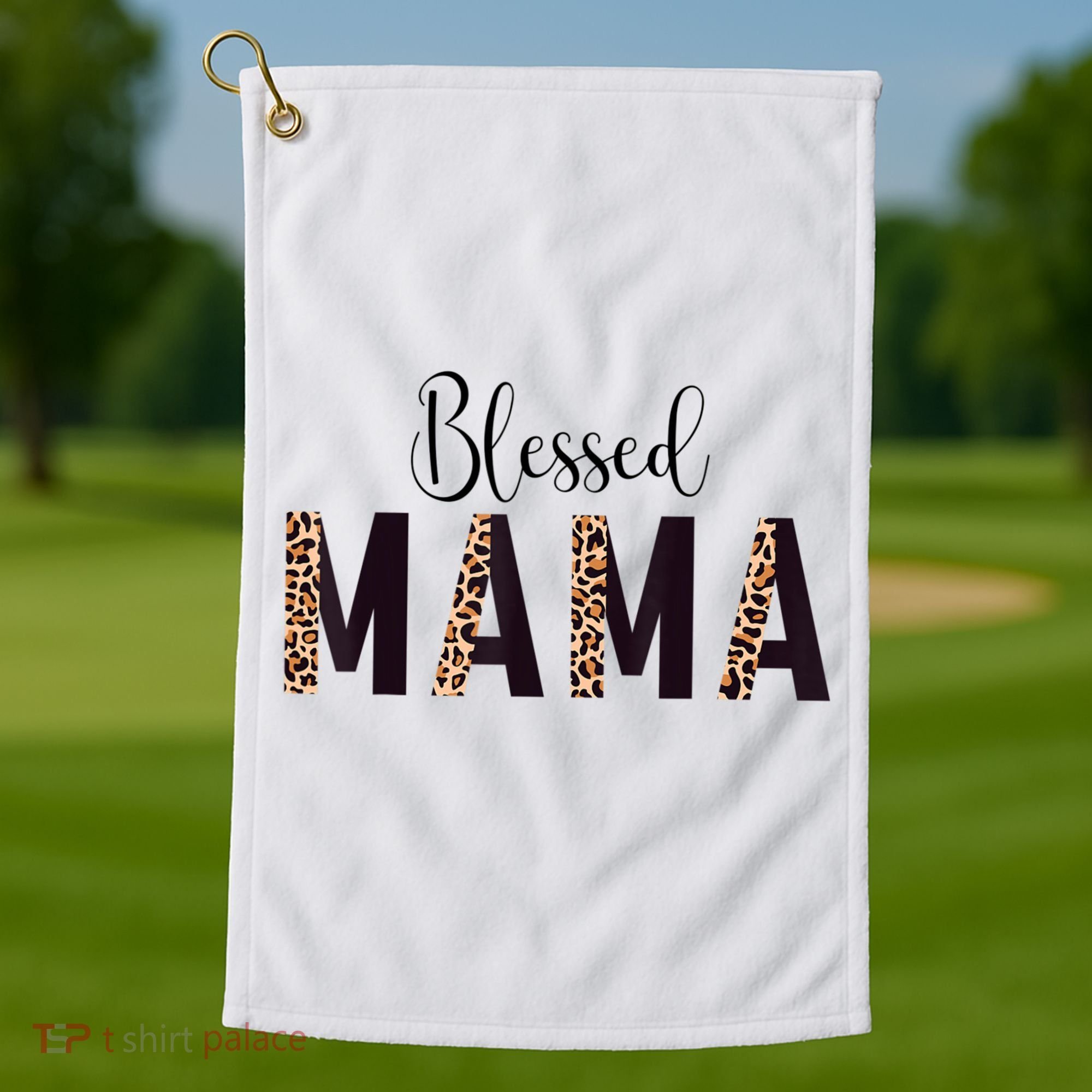 Blessed Mama Leopard Print Mom Thanksgiving Mothers Day Golf Towel