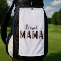 Blessed Mama Leopard Print Mom Thanksgiving Mothers Day Golf Towel thumb 2