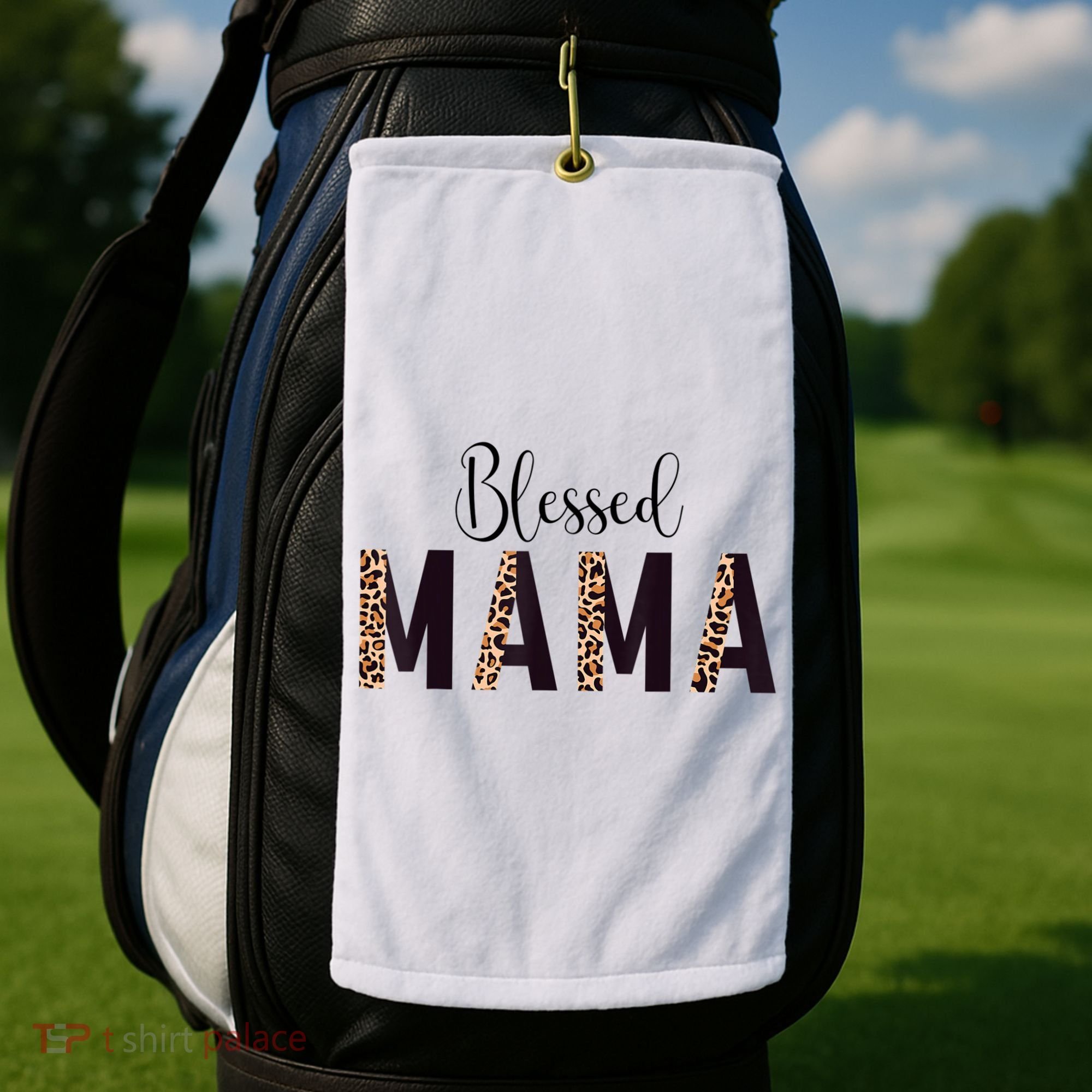 Blessed Mama Leopard Print Mom Thanksgiving Mothers Day Golf Towel