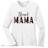 Blessed Mama Leopard Print Mom Thanksgiving Mothers Day Women's Long Sleeve Shirt thumb 0