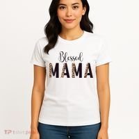 Blessed Mama Leopard Print Mom Thanksgiving Mothers Day Women's T-Shirt thumb 4