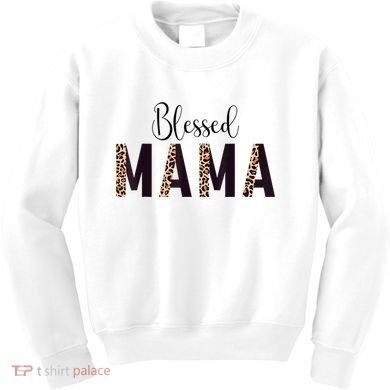 Blessed Mama Leopard Print Mom Thanksgiving Mothers Day Kids Sweatshirt