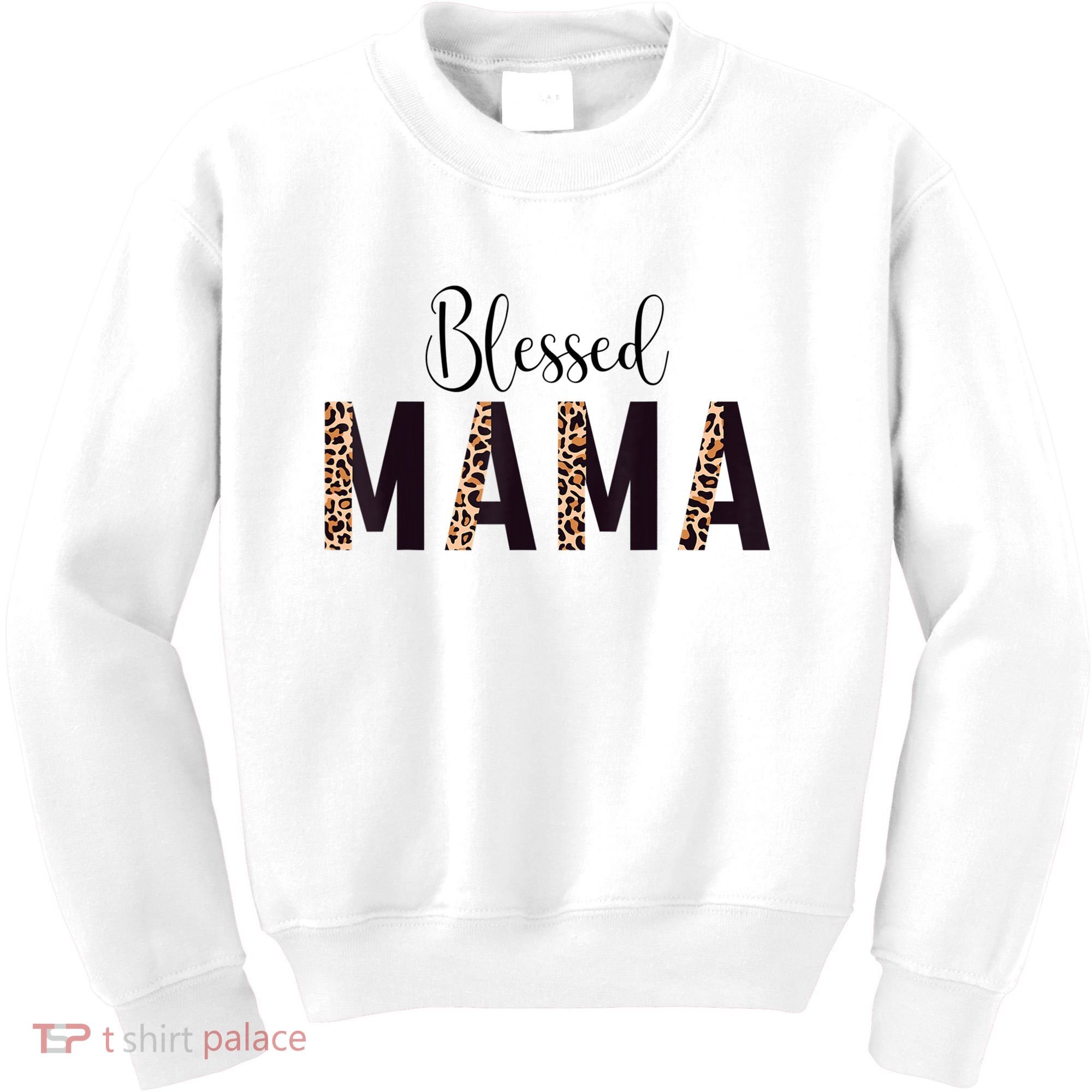 Blessed Mama Leopard Print Mom Thanksgiving Mothers Day Kids Sweatshirt