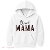 Blessed Mama Leopard Print Mom Thanksgiving Mothers Day Kids Hoodie thumb 0