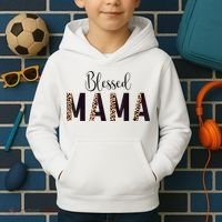 Blessed Mama Leopard Print Mom Thanksgiving Mothers Day Kids Hoodie thumb 2