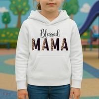 Blessed Mama Leopard Print Mom Thanksgiving Mothers Day Kids Hoodie thumb 3