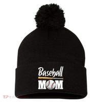 Baseball Mom Leopard Print Baseball Mama Mother's Day Pom Pom 12in Knit Beanie thumb 0
