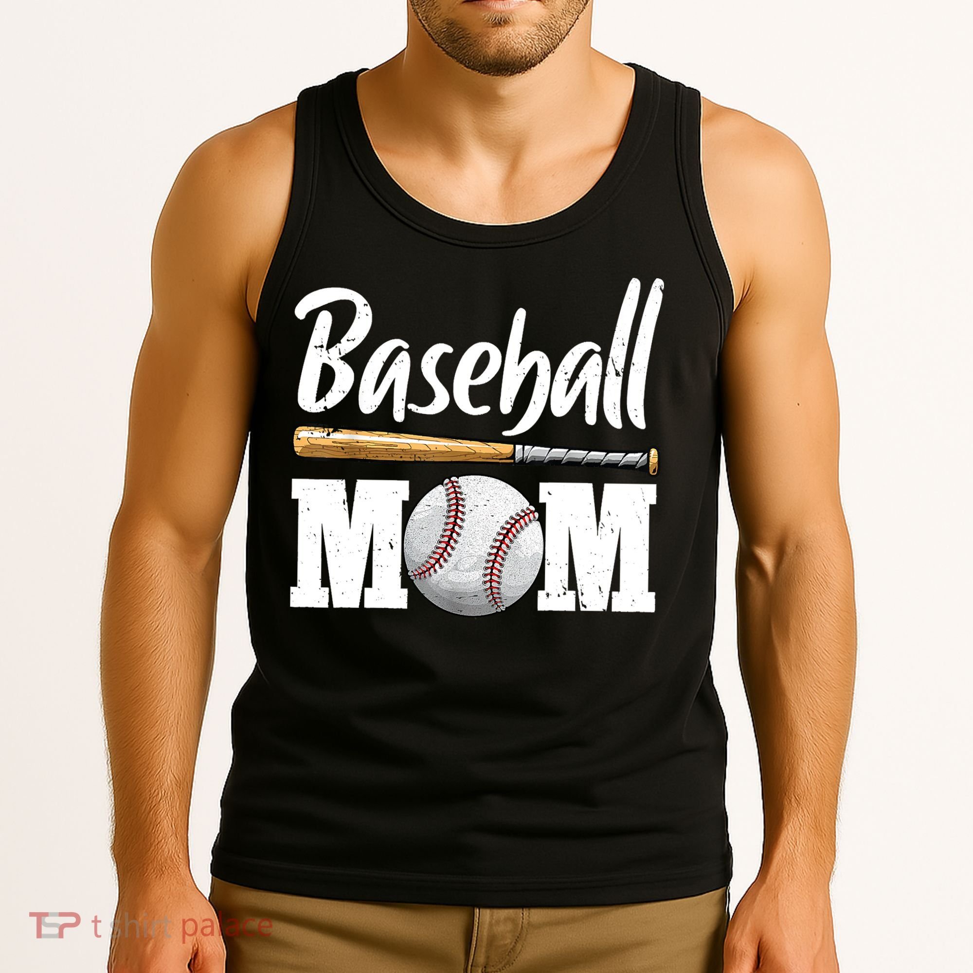 Baseball Mom Leopard Print Baseball Mama Mother's Day Tank Top