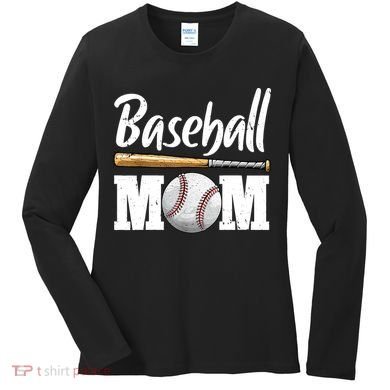 Baseball Mom Leopard Print Baseball Mama Mother's Day Women's Long Sleeve Shirt