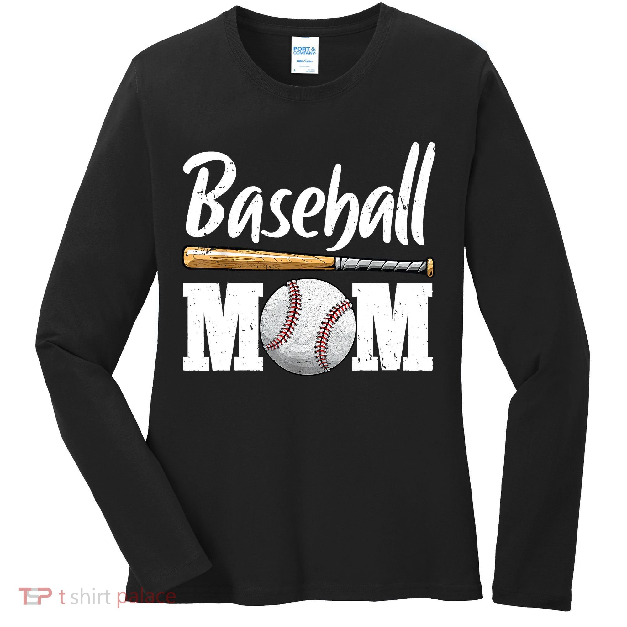 Baseball Mom Leopard Print Baseball Mama Mother's Day Women's Long Sleeve Shirt