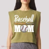 Baseball Mom Leopard Print Baseball Mama Mother's Day Garment-Dyed Women's Muscle Tee thumb 2