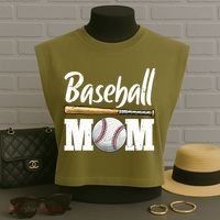 Baseball Mom Leopard Print Baseball Mama Mother's Day Garment-Dyed Women's Muscle Tee thumb 3