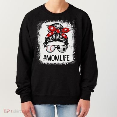 Bleached Mom Life Soccer Messy Bun Baseball Game Day Women's Sweatshirt