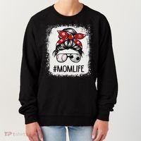 Bleached Mom Life Soccer Messy Bun Baseball Game Day Women's Sweatshirt thumb 0