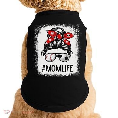 Bleached Mom Life Soccer Messy Bun Baseball Game Day Doggie Tank