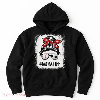 Bleached Mom Life Soccer Messy Bun Baseball Game Day Hoodie