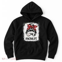 Bleached Mom Life Soccer Messy Bun Baseball Game Day Hoodie thumb 0