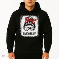 Bleached Mom Life Soccer Messy Bun Baseball Game Day Hoodie thumb 2