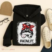 Bleached Mom Life Soccer Messy Bun Baseball Game Day Hoodie thumb 4