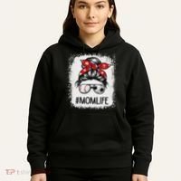 Bleached Mom Life Soccer Messy Bun Baseball Game Day Hoodie thumb 5