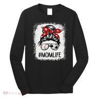 Bleached Mom Life Soccer Messy Bun Baseball Game Day Long Sleeve Shirt thumb 0