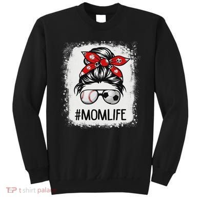 Bleached Mom Life Soccer Messy Bun Baseball Game Day Sweatshirt