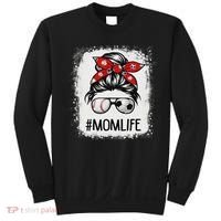 Bleached Mom Life Soccer Messy Bun Baseball Game Day Sweatshirt thumb 0