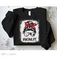 Bleached Mom Life Soccer Messy Bun Baseball Game Day Sweatshirt thumb 2