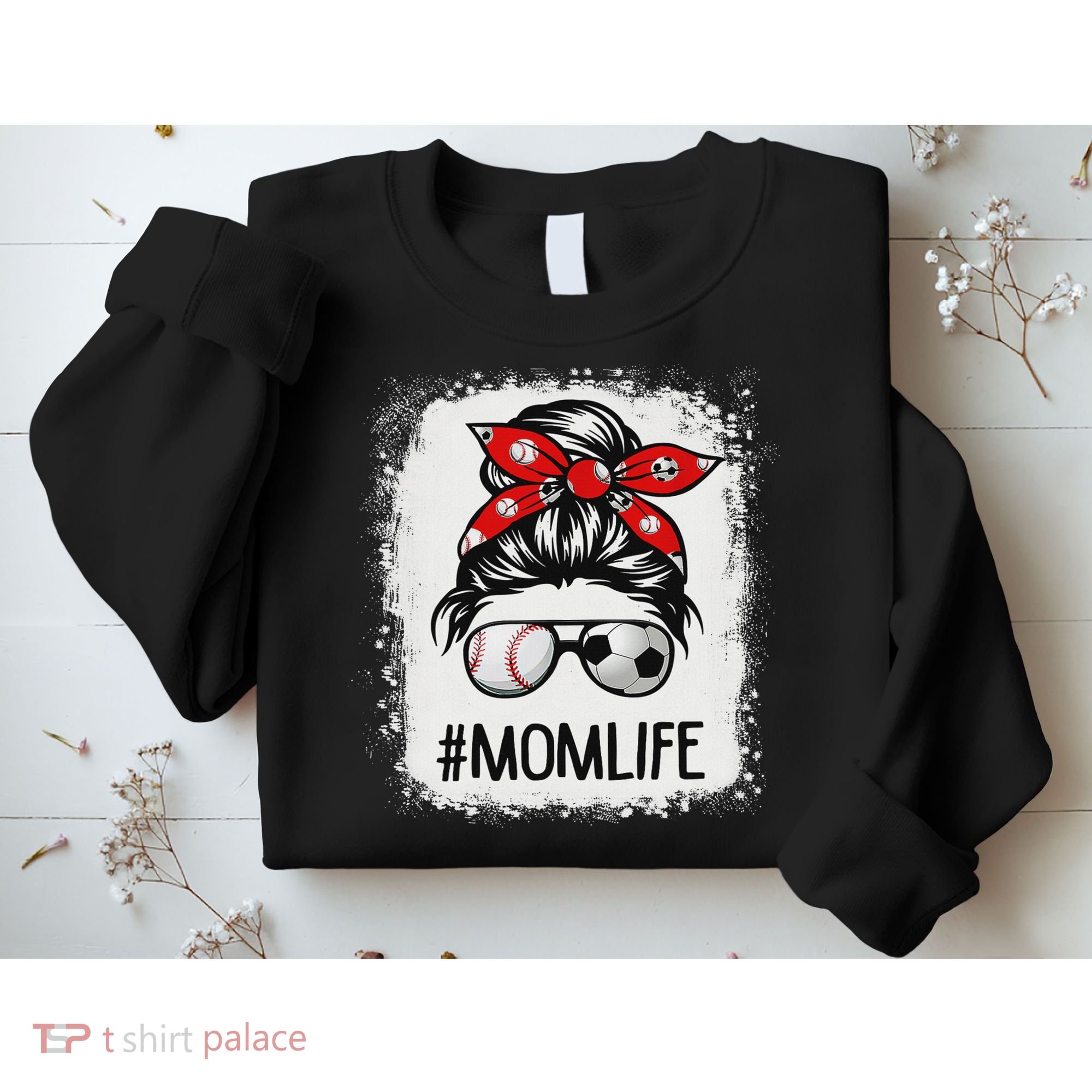 Bleached Mom Life Soccer Messy Bun Baseball Game Day Sweatshirt