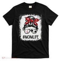 Bleached Mom Life Soccer Messy Bun Baseball Game Day T-Shirt thumb 0