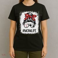 Bleached Mom Life Soccer Messy Bun Baseball Game Day T-Shirt thumb 4