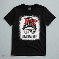 Bleached Mom Life Soccer Messy Bun Baseball Game Day T-Shirt thumb 5