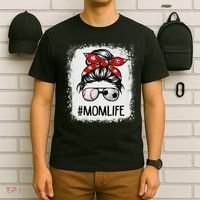 Bleached Mom Life Soccer Messy Bun Baseball Game Day T-Shirt thumb 6