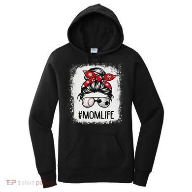 Bleached Mom Life Soccer Messy Bun Baseball Game Day Women's Hoodie