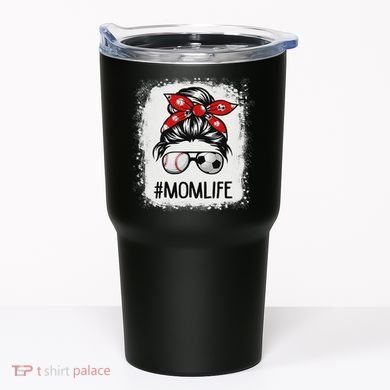 Bleached Mom Life Soccer Messy Bun Baseball Game Day Tumbler
