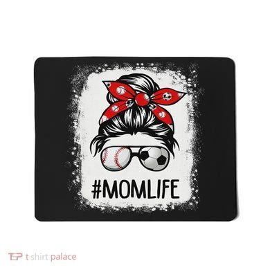 Bleached Mom Life Soccer Messy Bun Baseball Game Day Mousepad