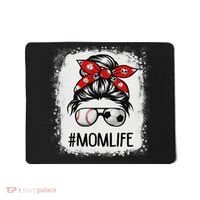 Bleached Mom Life Soccer Messy Bun Baseball Game Day Mousepad thumb 0