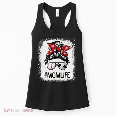 Bleached Mom Life Soccer Messy Bun Baseball Game Day Women's Tank Top
