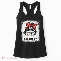 Bleached Mom Life Soccer Messy Bun Baseball Game Day Women's Tank Top thumb 0