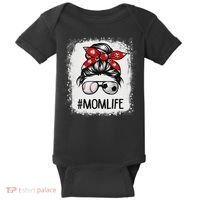 Bleached Mom Life Soccer Messy Bun Baseball Game Day Baby Bodysuit thumb 0