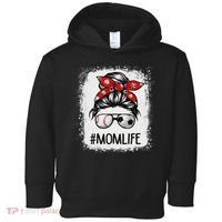 Bleached Mom Life Soccer Messy Bun Baseball Game Day Toddler Hoodie thumb 0