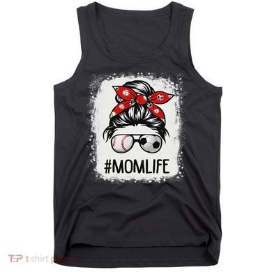 Bleached Mom Life Soccer Messy Bun Baseball Game Day Tank Top