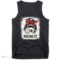 Bleached Mom Life Soccer Messy Bun Baseball Game Day Tank Top thumb 0